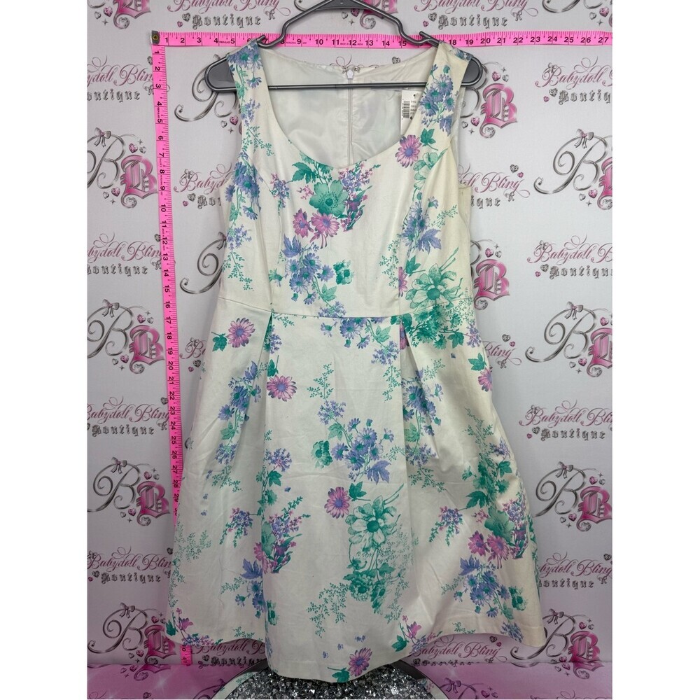 Ricki's dress Cream Floral Midi Dress with Green & Purple Flowers
